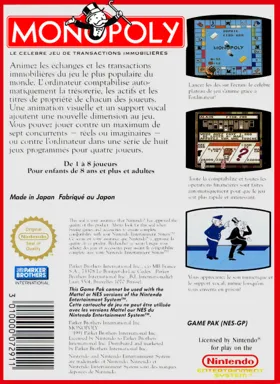 Monopoly (France) box cover back